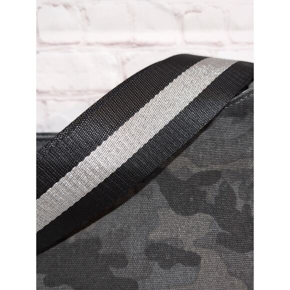 Koala Kanvas Mini City Bag Black Gray Camo Print Silver Metallic Stripe Strap - Picture 7 of 16